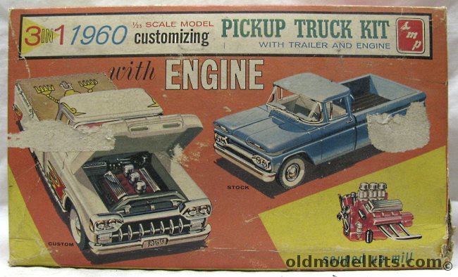 SMP 1/25 1960 Chevrolet Apache Pickup Truck with Trailer / Display Stand - Stock or Custom or Texaco Service Station Truck, 200 plastic model kit